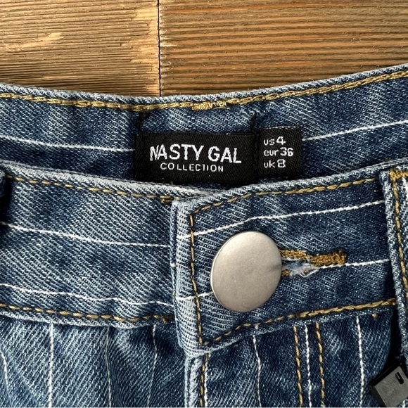 NWT Nasty Gal High Waist Pinstripe Mom Jeans - Picture 7 of 9